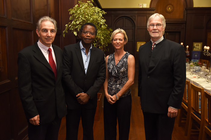 ​​​​​​​(From left) VC Dr Max Price, UCT fellow Prof Alphose Zingoni, UCT fellow Prof Nicola Mulder and DVC Prof Danie Visser.