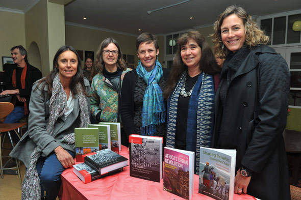 Merle Sowman, Sue Parnell, Sophie Oldfield, Rachel Wynberg and Maria Hauck at the launch of their books in the Environmental &amp; Geographical Sciences building in August.