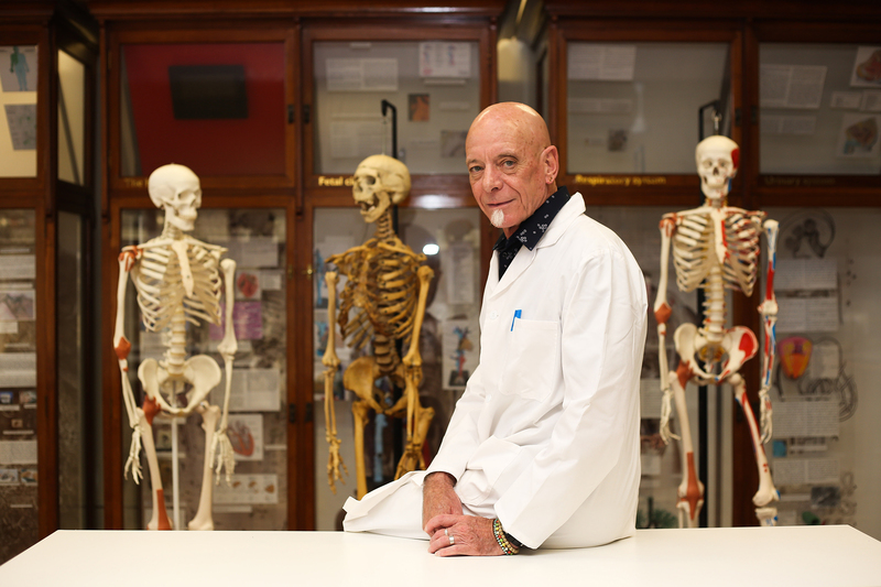Doyen of clinical anatomy, neurosciences and embryology, Prof Graham Louw in the Anatomy Museum. He retired from UCT at the end of December after a career of 31 years. 