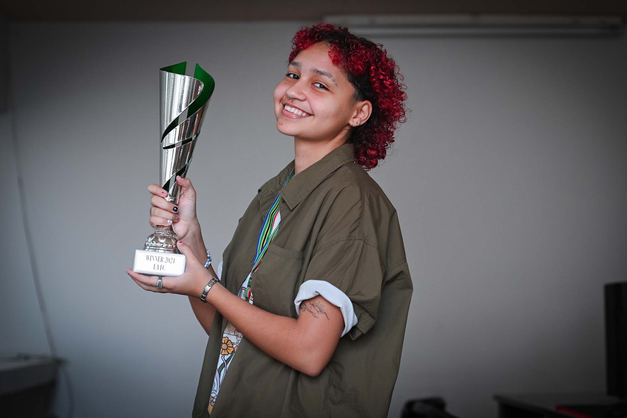 MJ Mikayla Nickel won first place in the FIFA Women’s eSport category.  